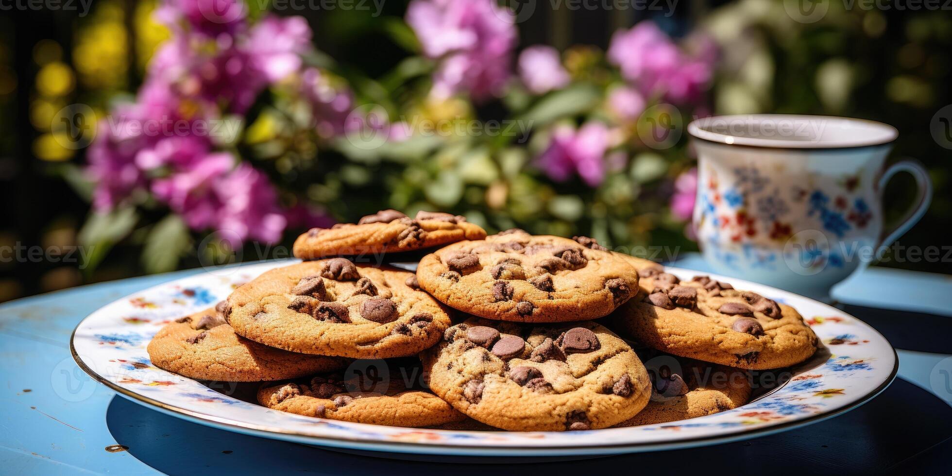 ai generado chocolate papas fritas galletas con selectivo enfocar. generativo ai foto