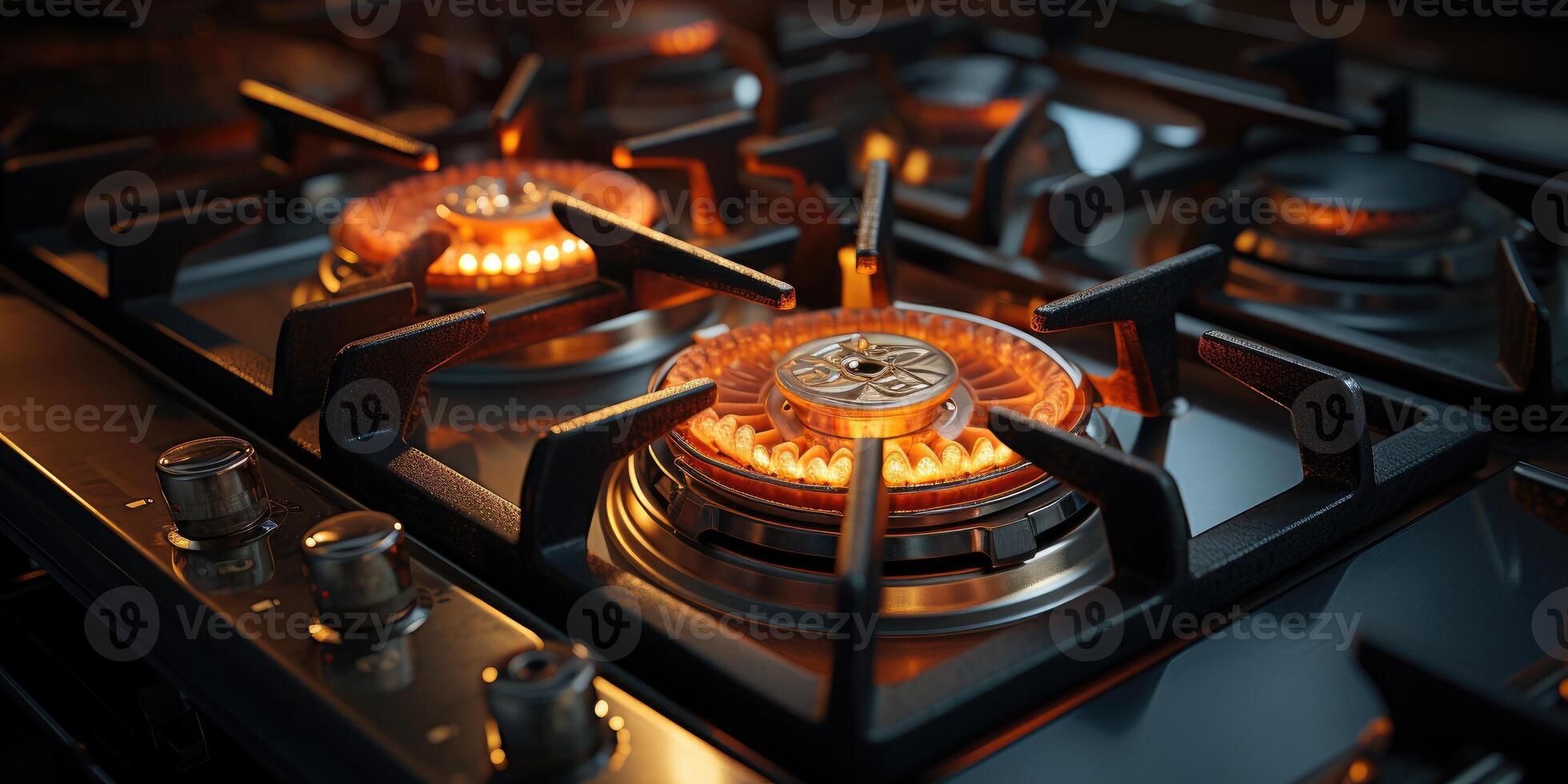 AI generated Gas burner close up, energy theme. Generative AI photo