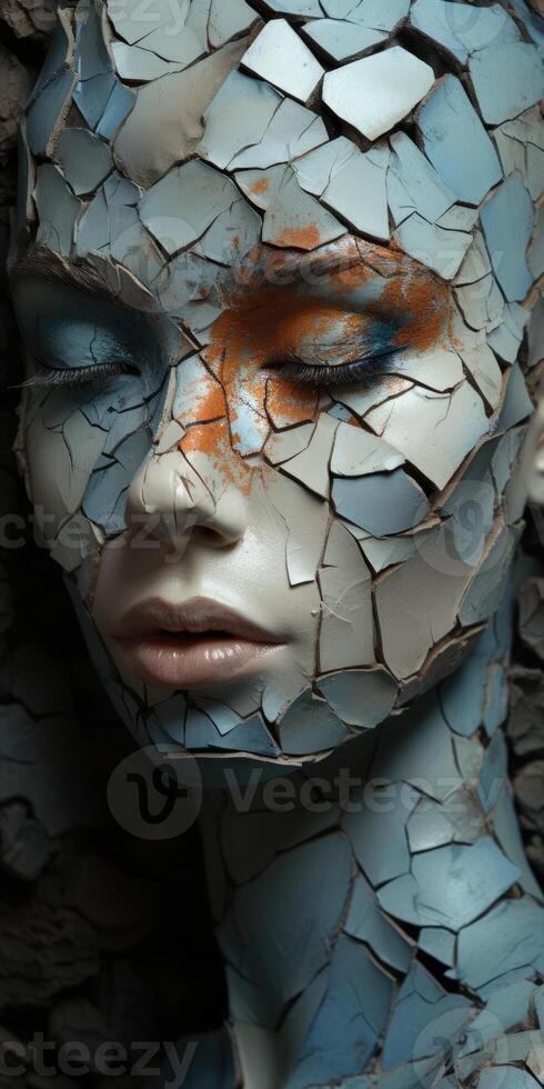 AI generated Makeup for girl with dry and cracked skin. Theme of cosmetology. Generative AI photo