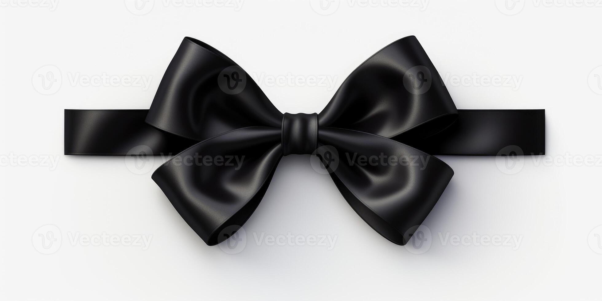 AI generated exquisite men's black silk bow tie on a white background. Generative AI photo