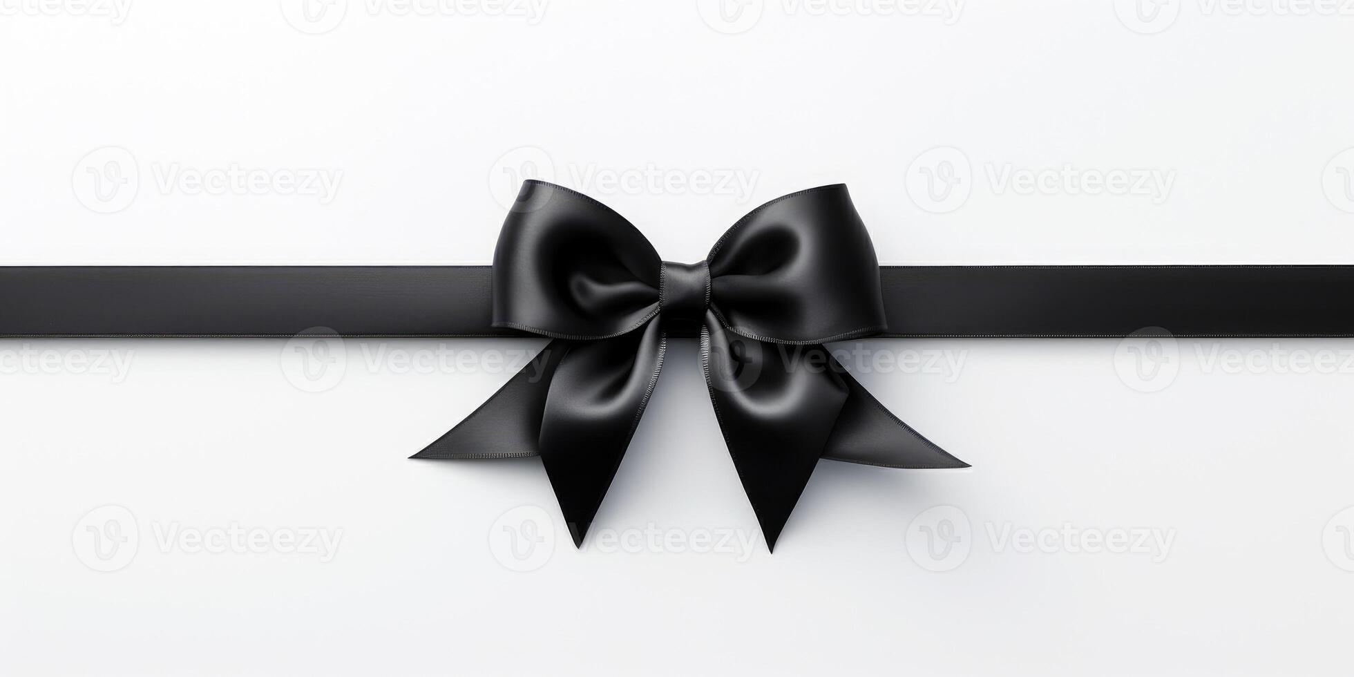 AI generated black bow with horizontal black ribbon, black friday. Generative AI photo