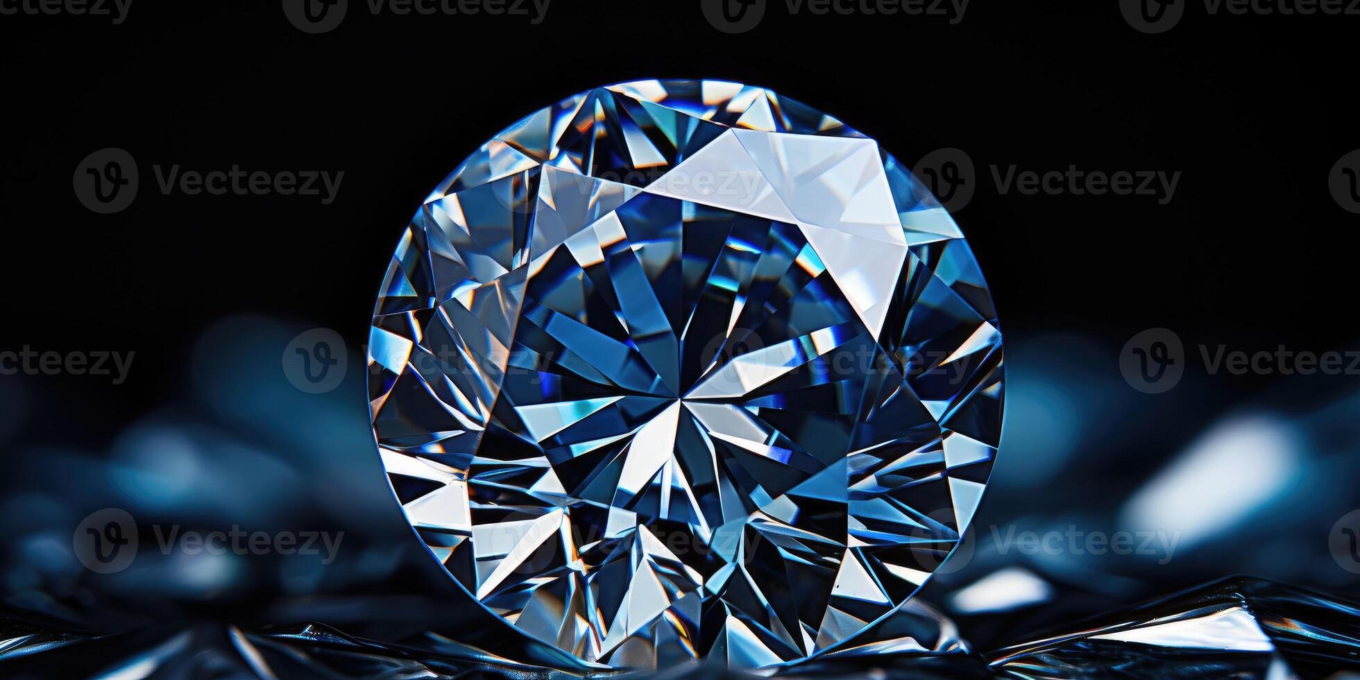 AI generated Mineral stone diamond close up on a dark background, horizontal shot of a diamond. Generative AI photo