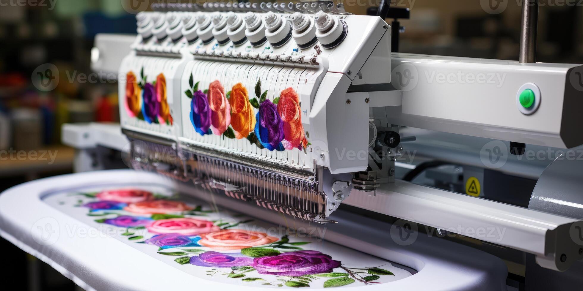 AI generated Digital textile industry, automatic embroidery machine in a factory. Generative AI photo