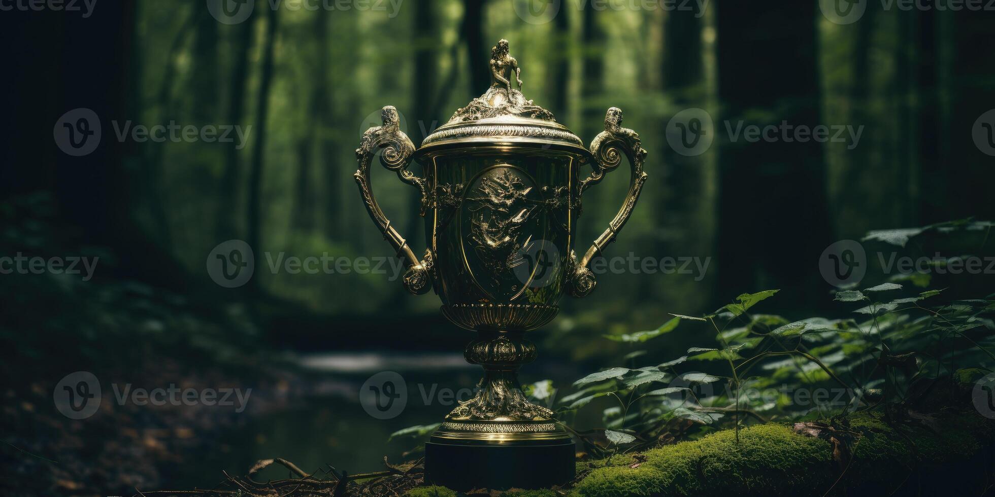 ai generado magnífico taza en un verde fondo, taza en el bosque. generativo ai foto