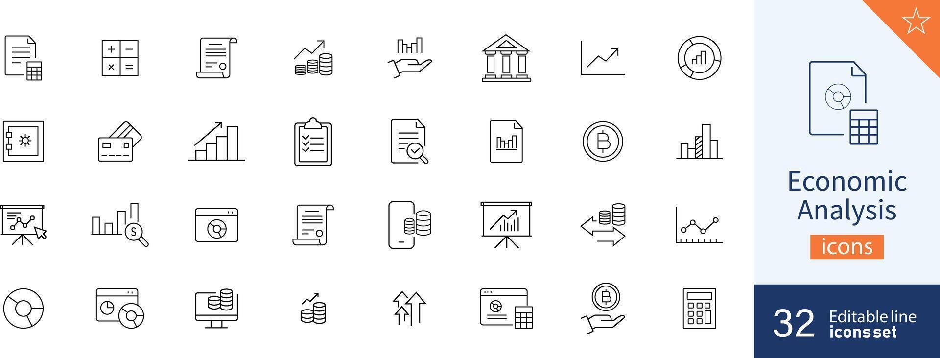 Economic icons Pixel perfect. Finance, money, graph, .... vector