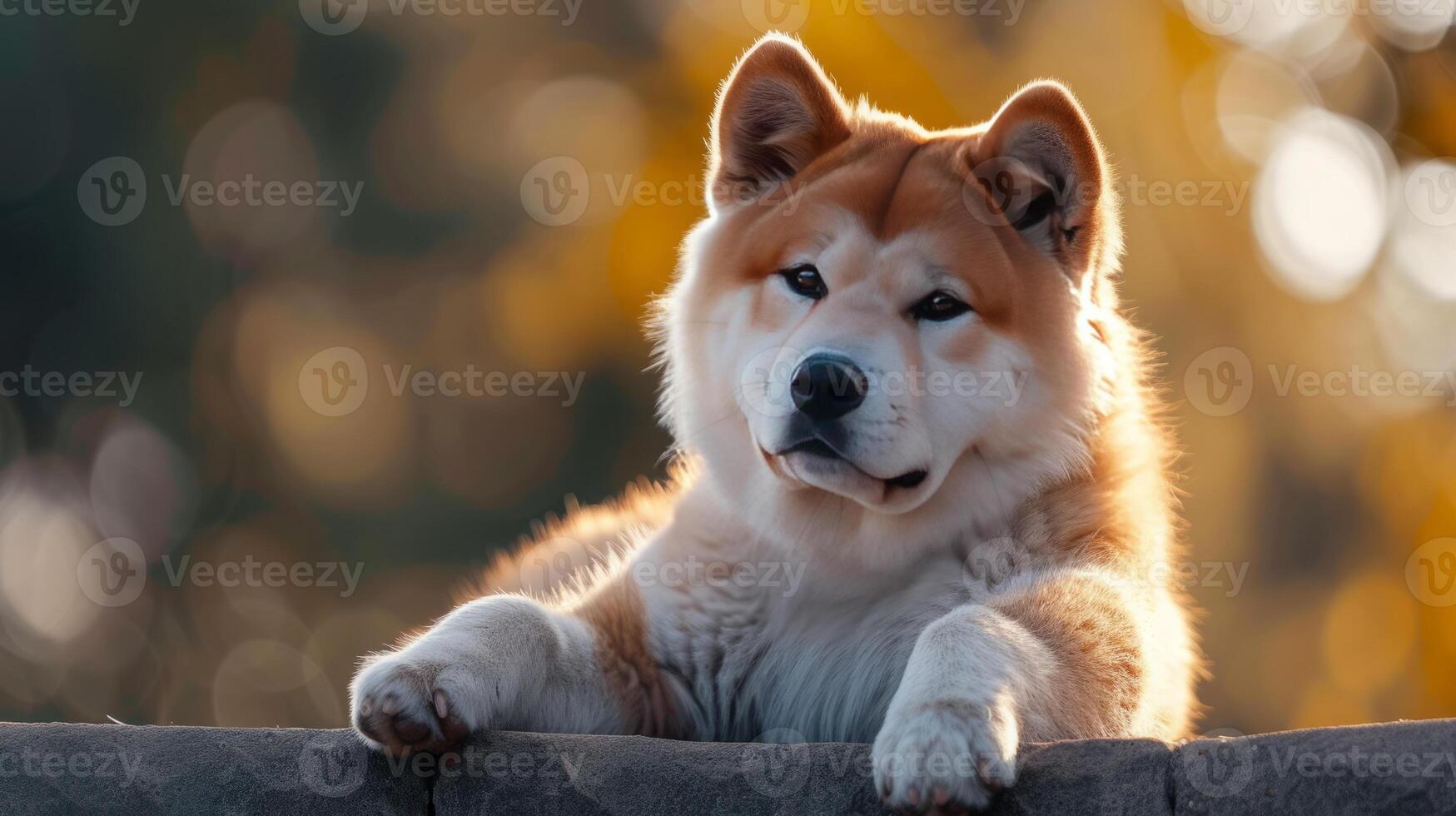 AI generated a beautiful akita inu dog on a snowy background, realistic photo