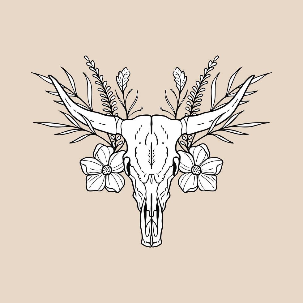 Bull skull illustration vector