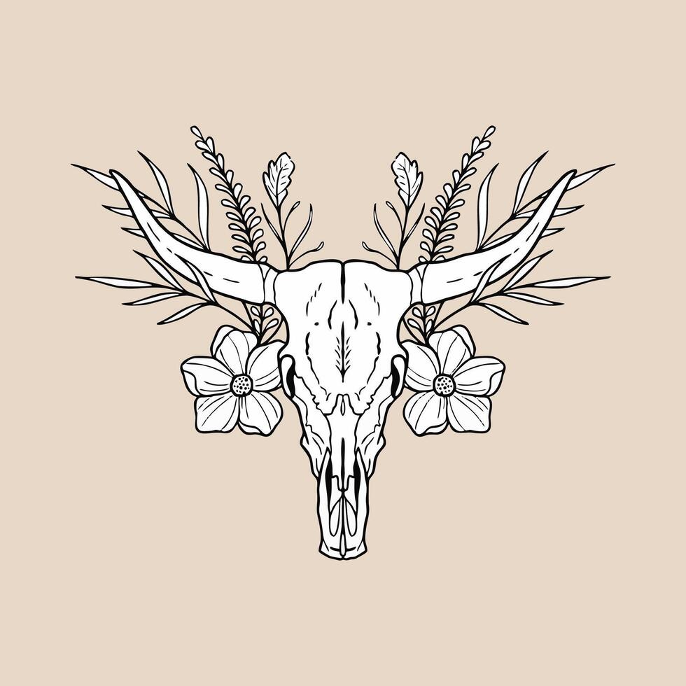 Bull skull illustration vector