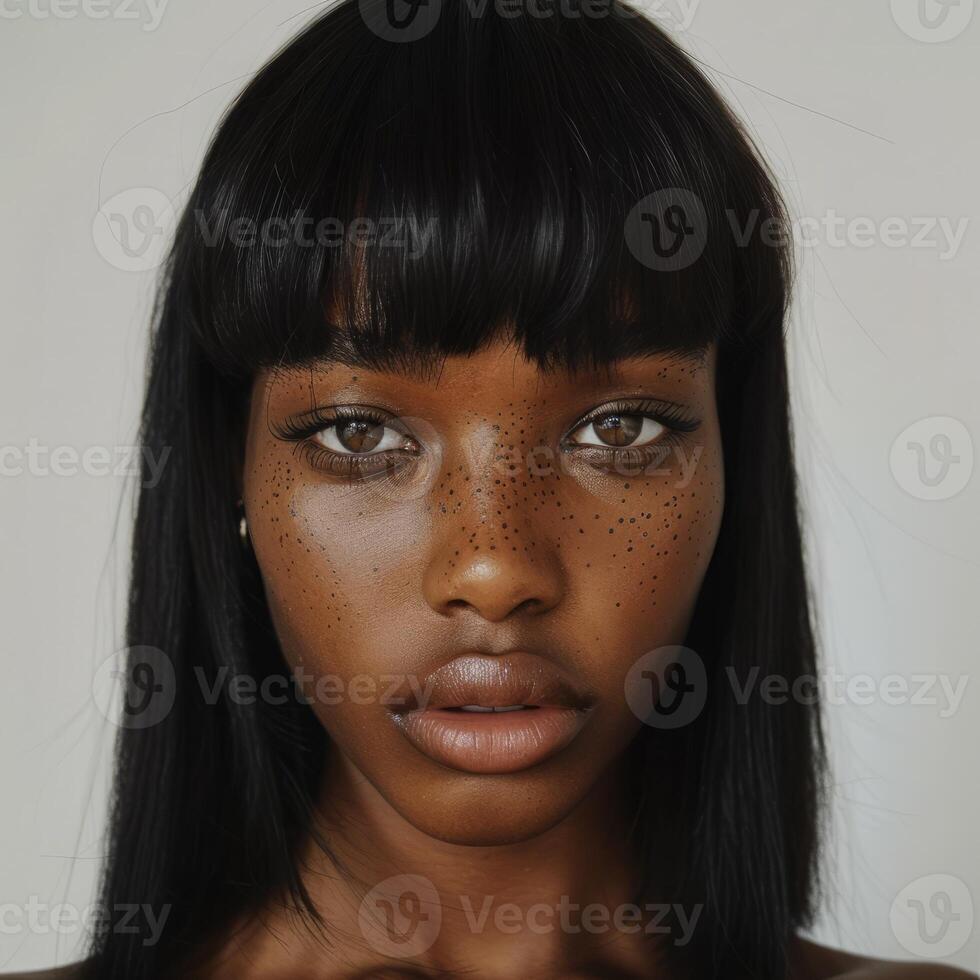 AI generated Photograph of a light skinned black girl portrait photo