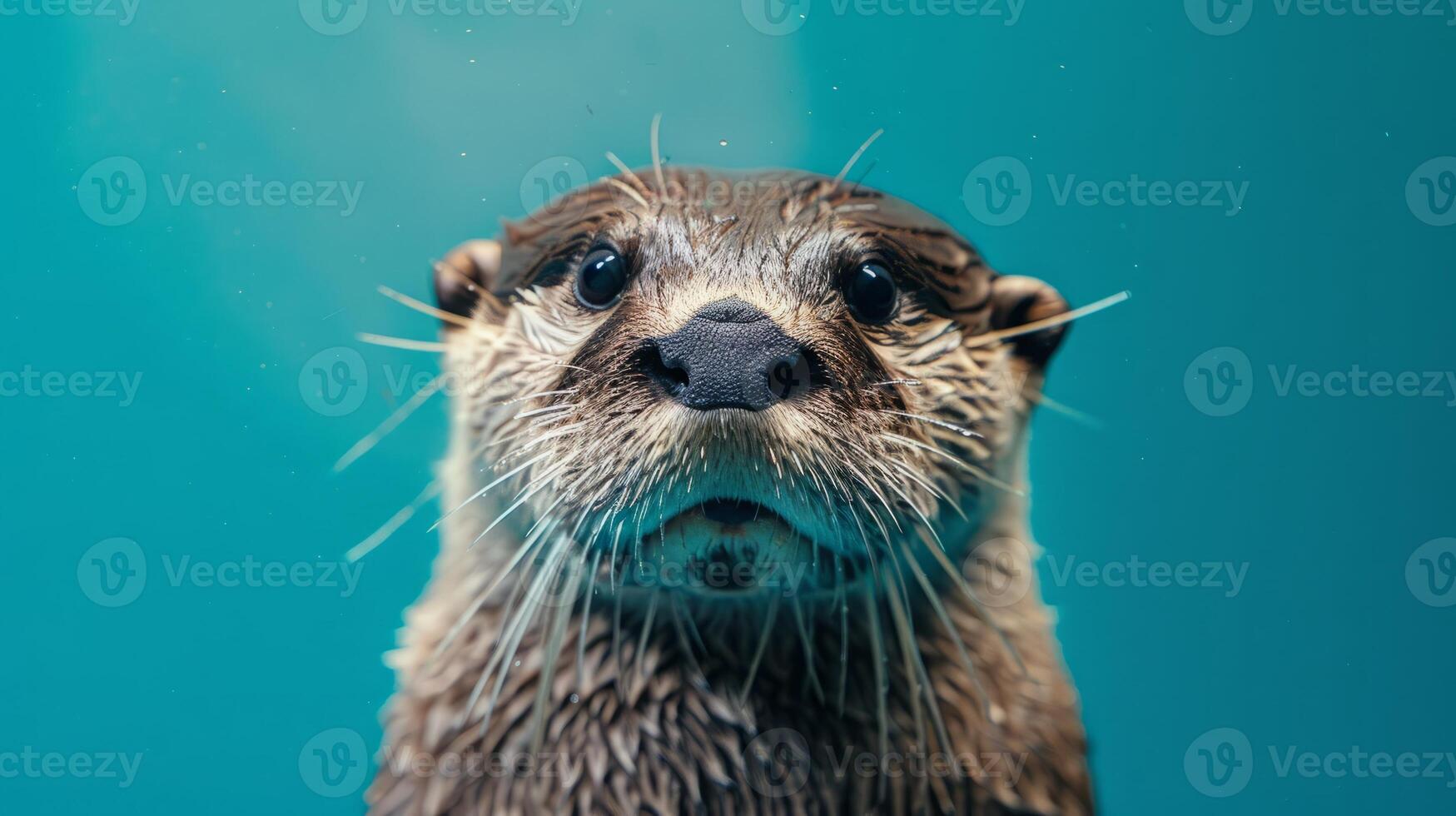 AI generated A portrait of a otter on a blue background photo