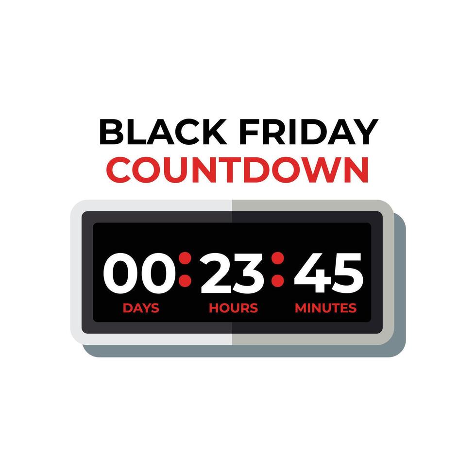 Countdown Clock to Sale for Black Friday Flat Design Vector. vector