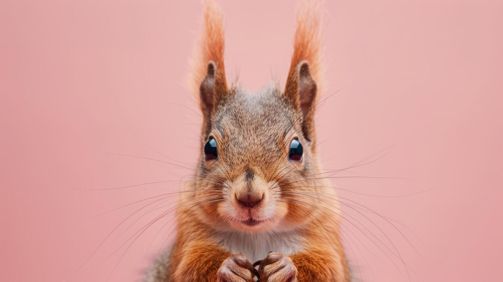 AI generated A squirrel on a pastel pink background photo