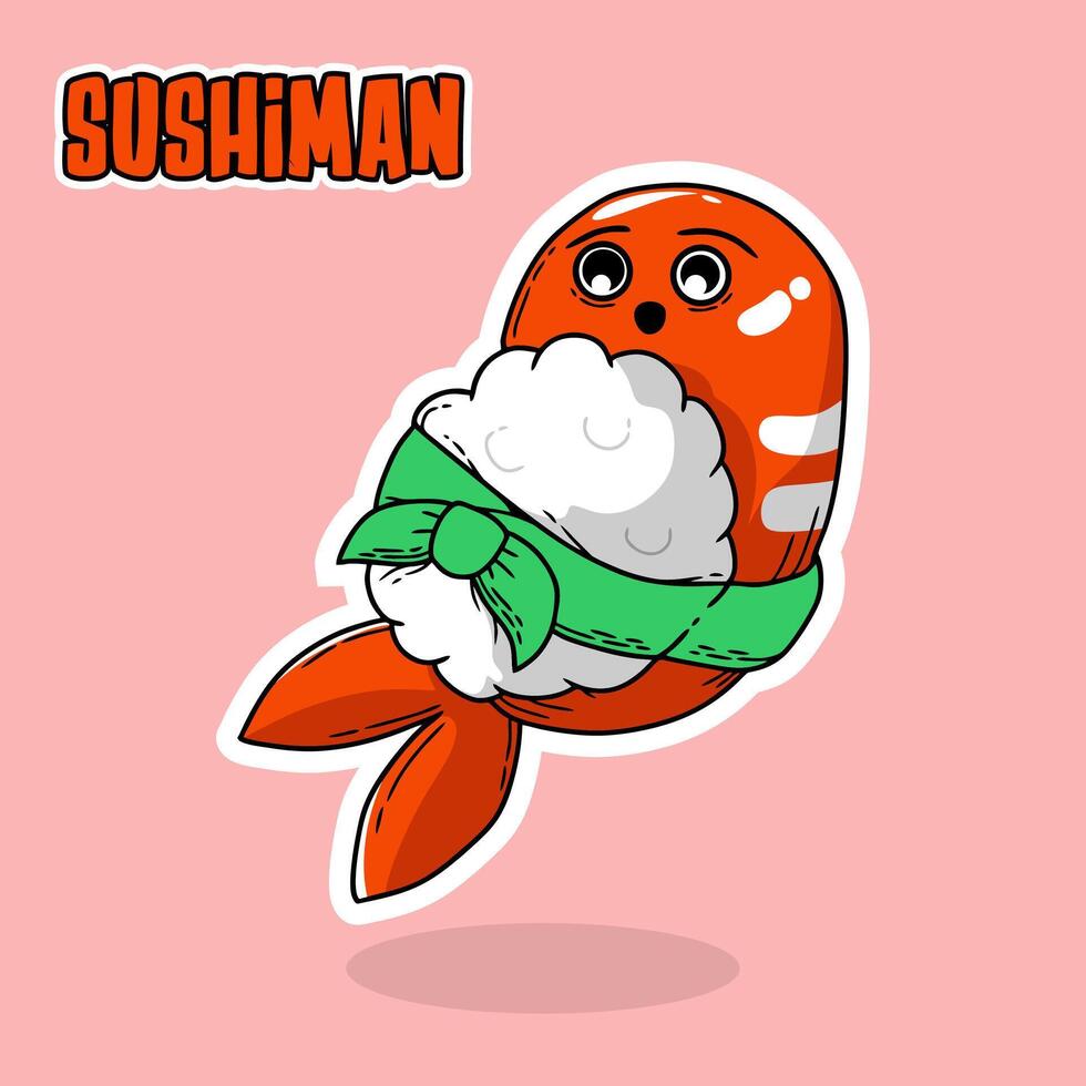 Japanese-themed cartoon sushi illustration vector
