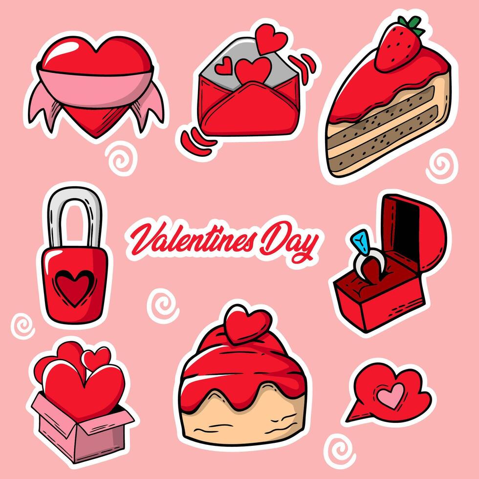 valentine hand drawn icon vector