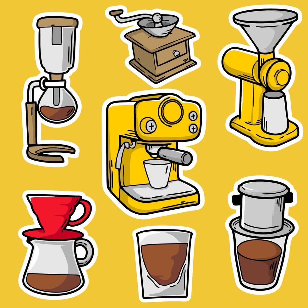 Coffee Maker Hand Drawn Illustration vector