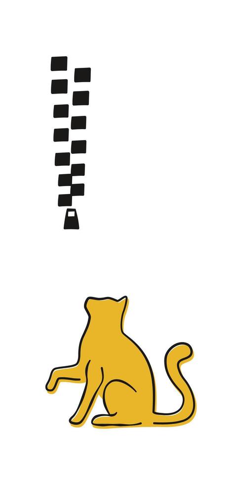 Illustration of a cute cartoon cat attempting to open the zipper. vector