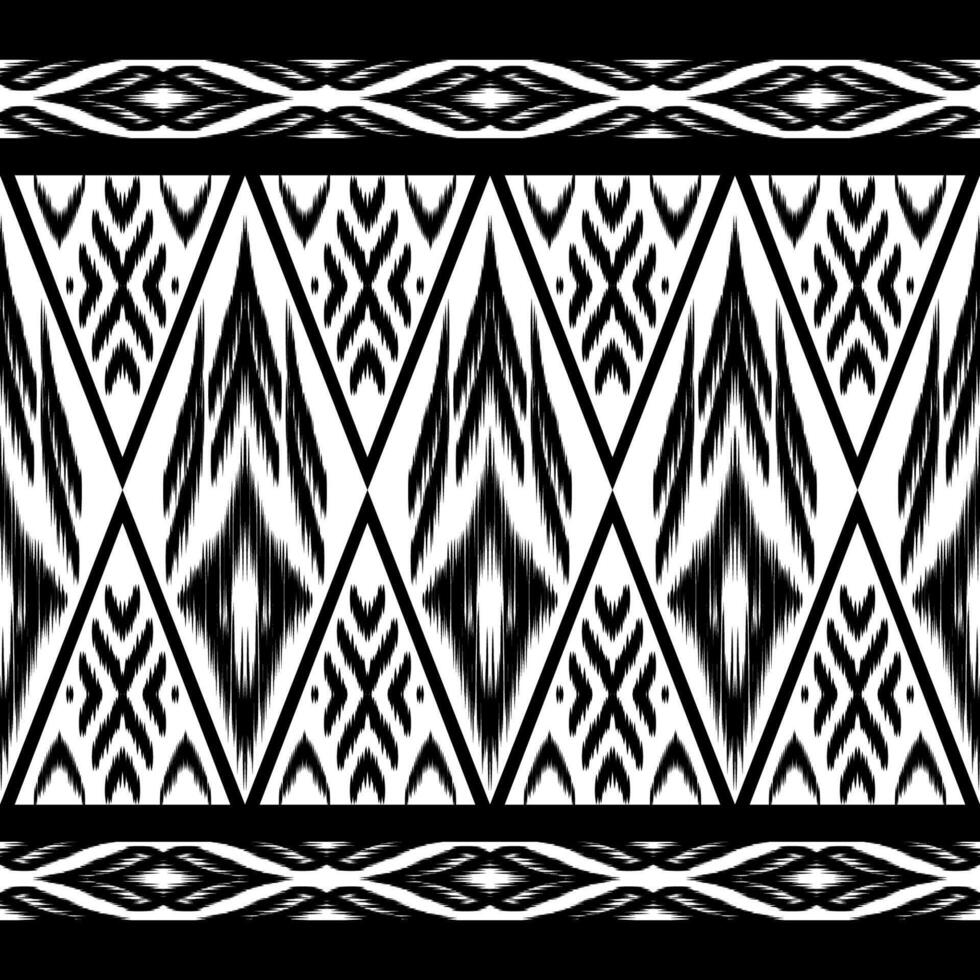 Traditional Ikat geometric pattern for seamless background, carpet, wallpaper, clothing, wrapping, batik, fabric, illustration. Embroidery style. vector