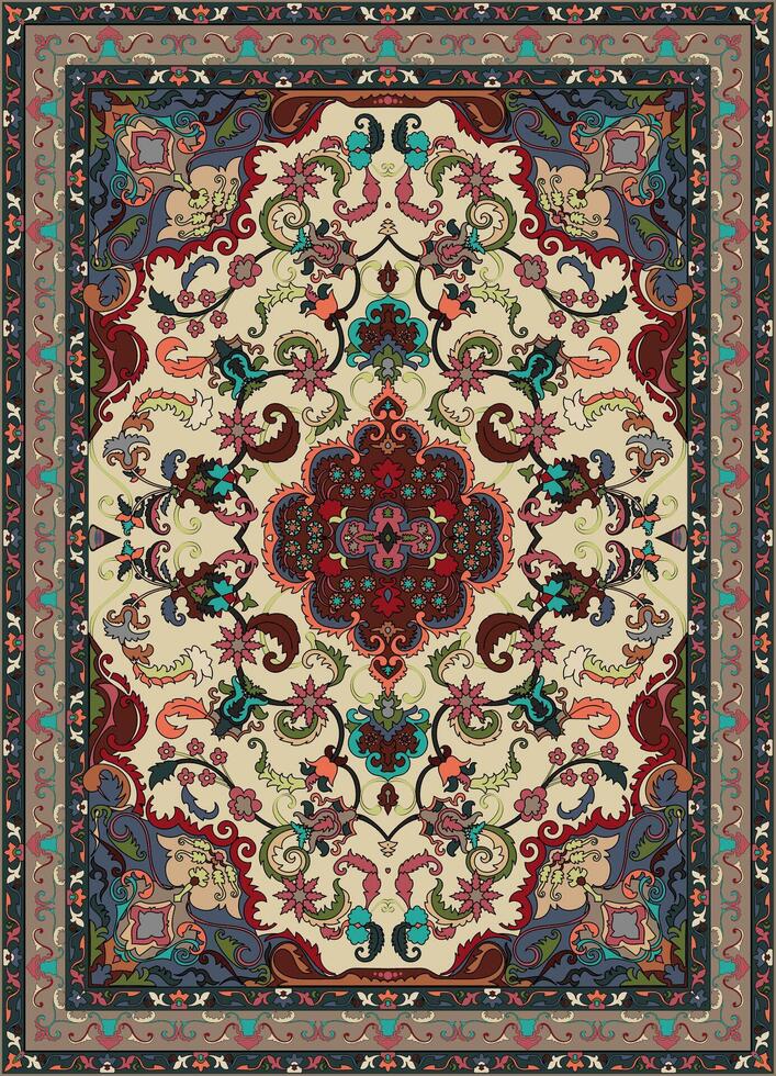 vistoso ornamental diseño para alfombra, tapis, yoga estera. geométrico étnico clipart. árabe ornamental alfombra con decorativo elementos.persian alfombra vector