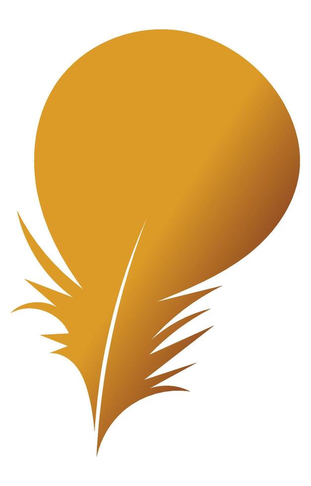Golden feather brush on a white background Feathers for graphic elements vector