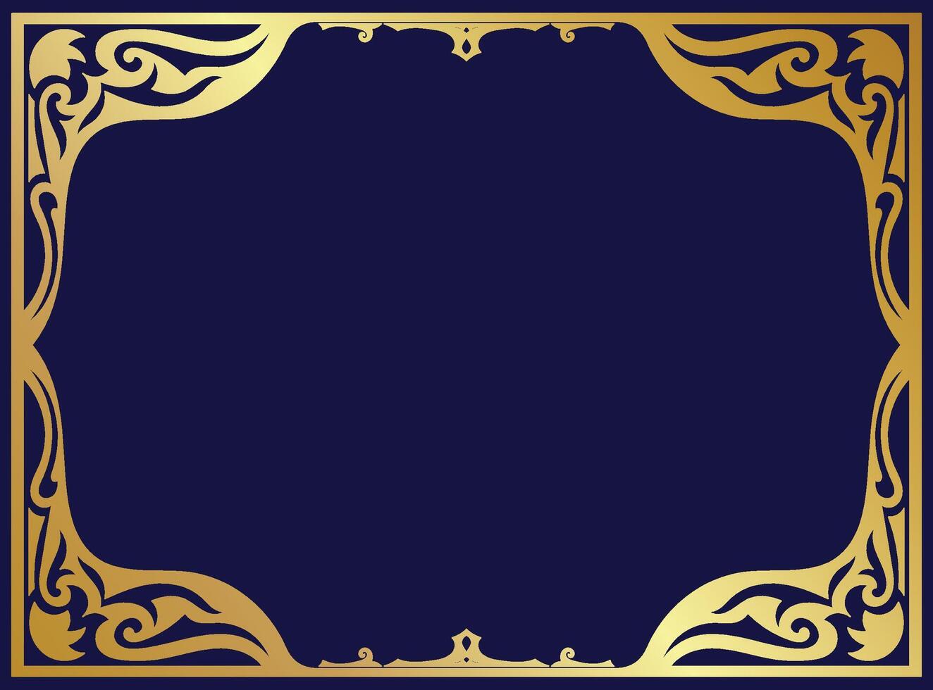 golden vintage border Elegant background, navy blue vector