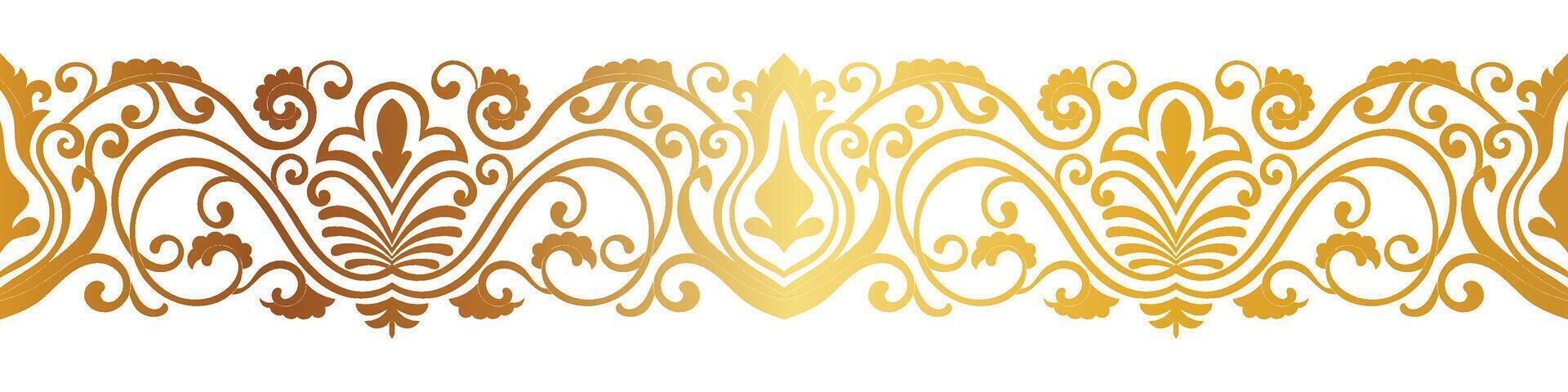 abstract floral border seamless golden paper border woodcarving decorative pattern vector