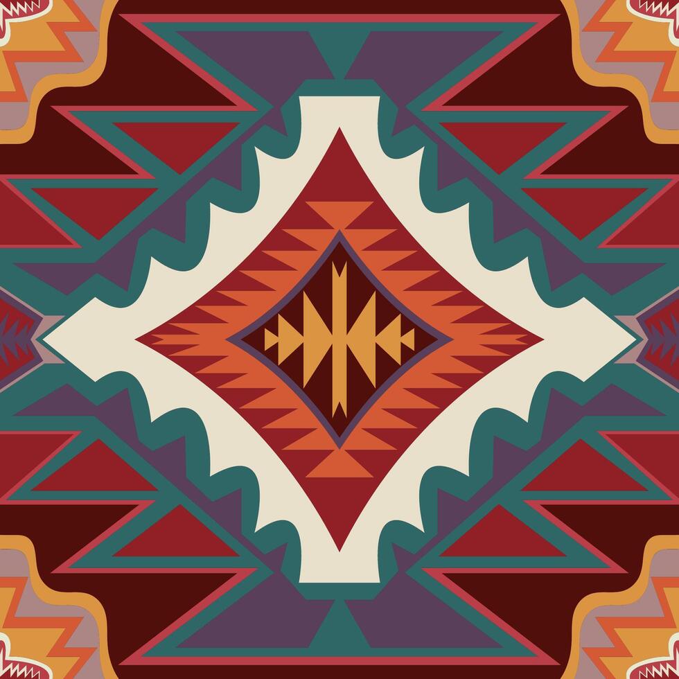 navajo tribal sin costura modelo. nativo americano ornamento. étnico sur occidental decoración estilo. boho geométrico ornamento. sin costura modelo. mexicano frazada, alfombra. tejido alfombra vector