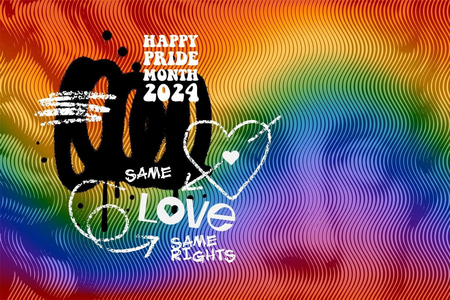 Pride month banner template, halftone collage in punk grunge style. Concept of lgbt, pride, love, equality, diversity. Modern poster with distorted antique statue face with graffiti. vector