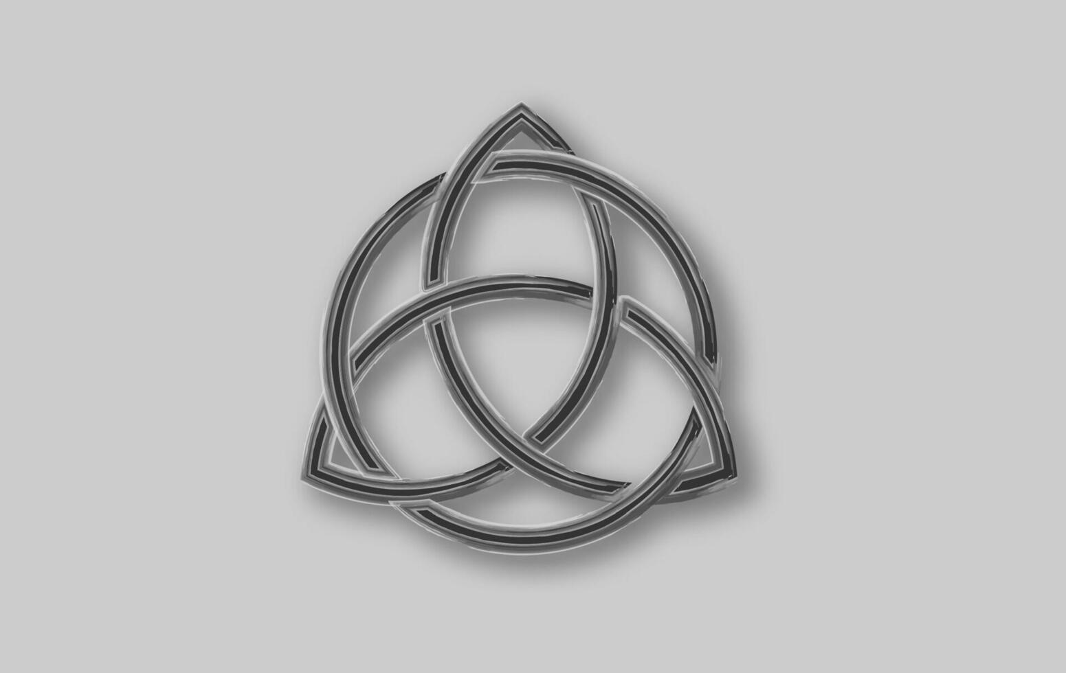 Triquetra geometric logo, Trinity Knot, Wiccan symbol for protection. Celtic knot in watercolor style isolated on gray background. Wicca divination symbol, ancient occult sign vector