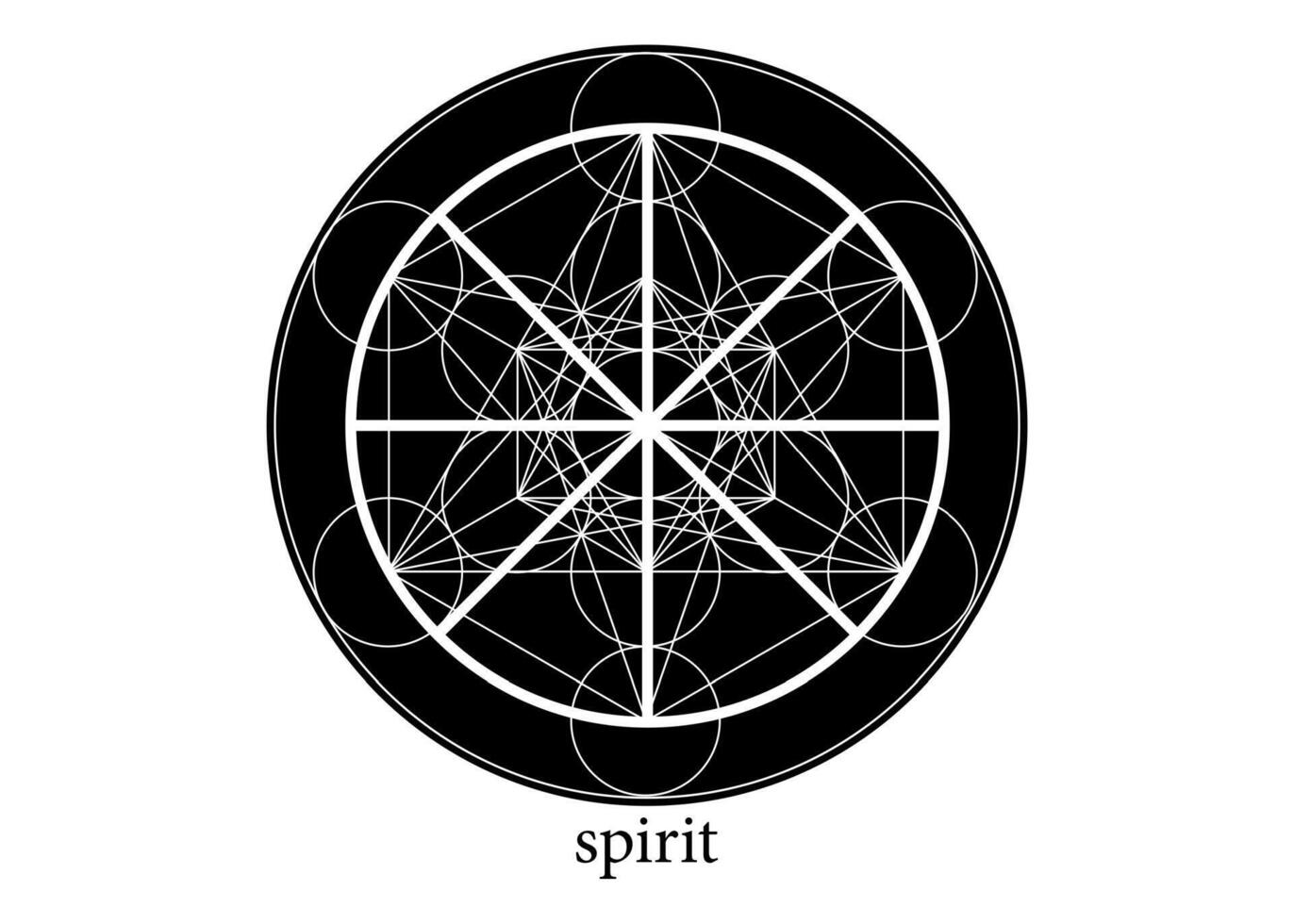 Spirit symbol wicca alchemy icon, Sacred Geometry, Magic logo design of the spiritual sign. Black and white mandala isolated on white background vector
