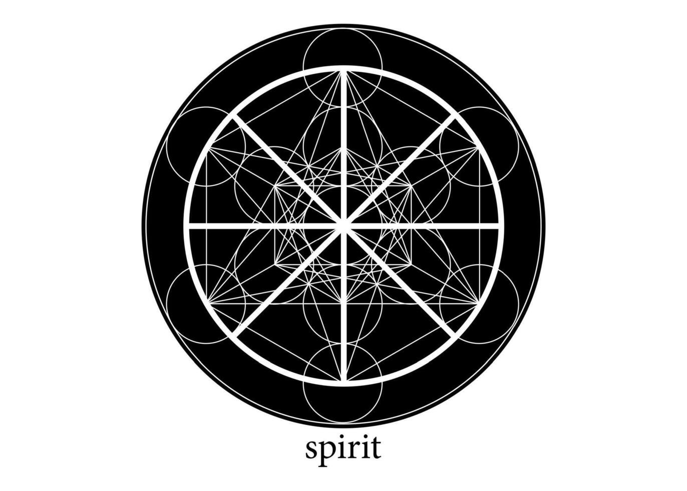 espíritu símbolo wicca alquimia icono, sagrado geometría, magia logo diseño de el espiritual signo. negro y blanco mandala aislado en blanco antecedentes vector