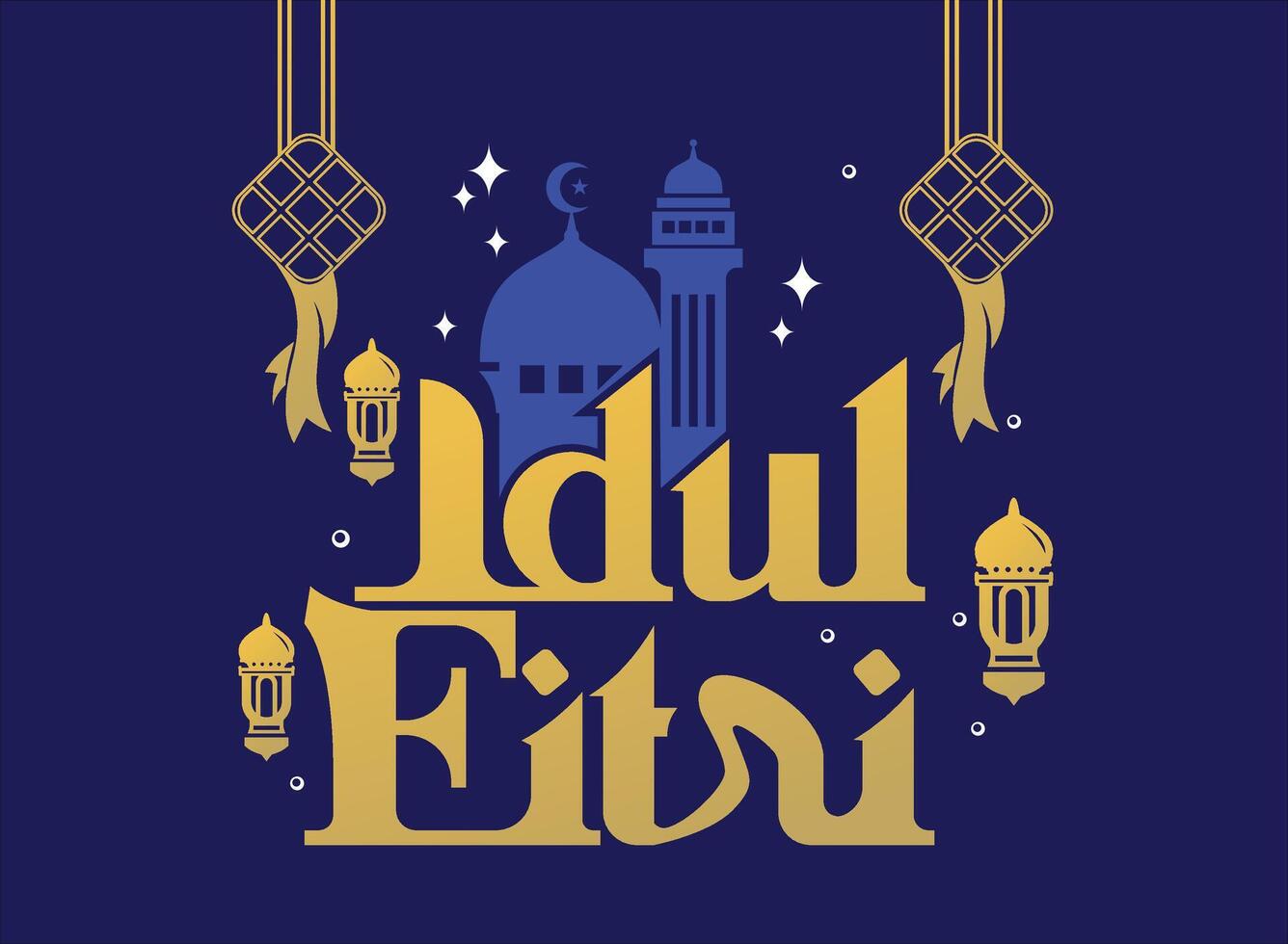 Islamic holiday greetings after Eid al-Fitr. premium vector