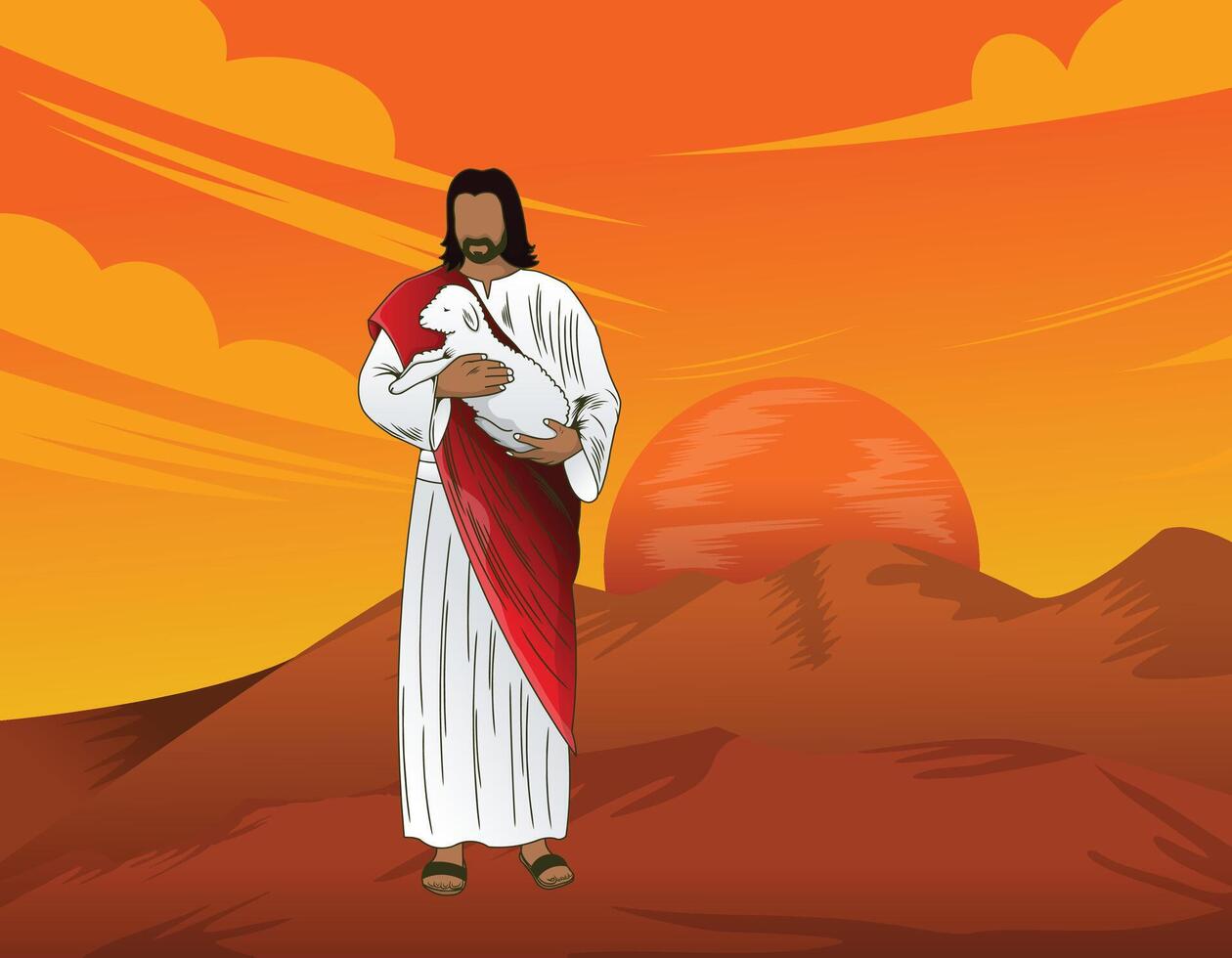 Jesus' background is full of love and compassion vector