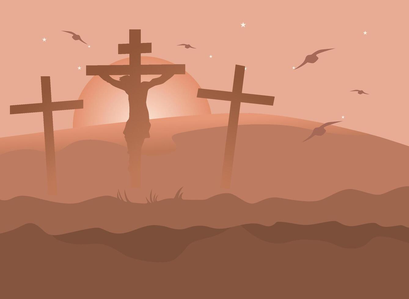 Night background of the cross of Jesus and Good Friday vector