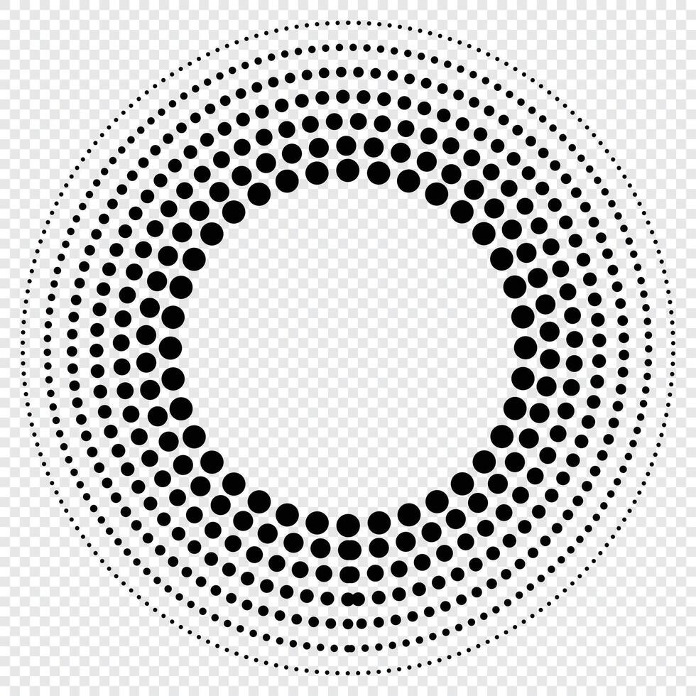 Halftone dots in circle form. Design elements with circular halftone dots. Round dotted frame. Circle dots vector