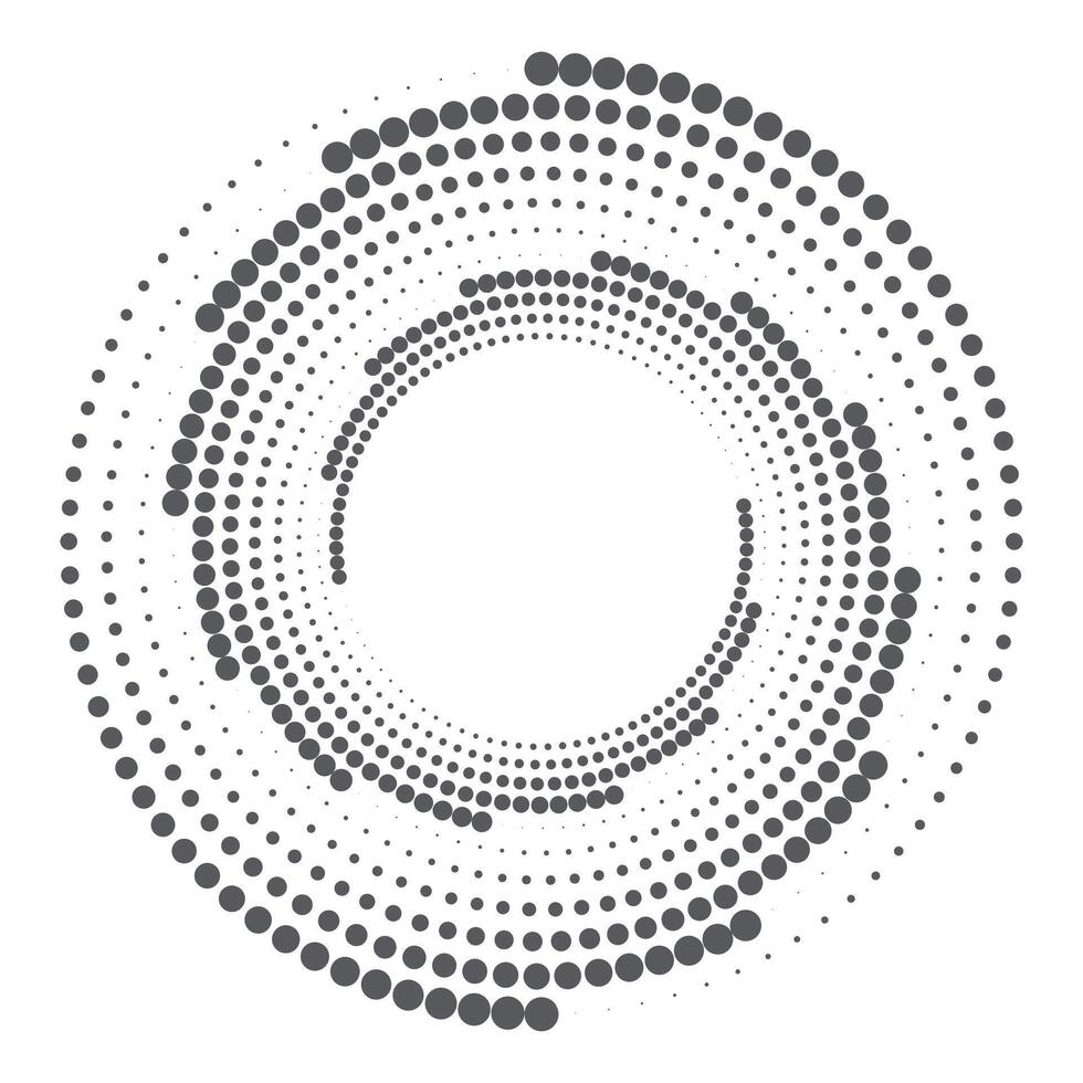 Halftone circular dotted frame. Round dotted frame. rotating dotted circles design. Round border icon. Round logo vector