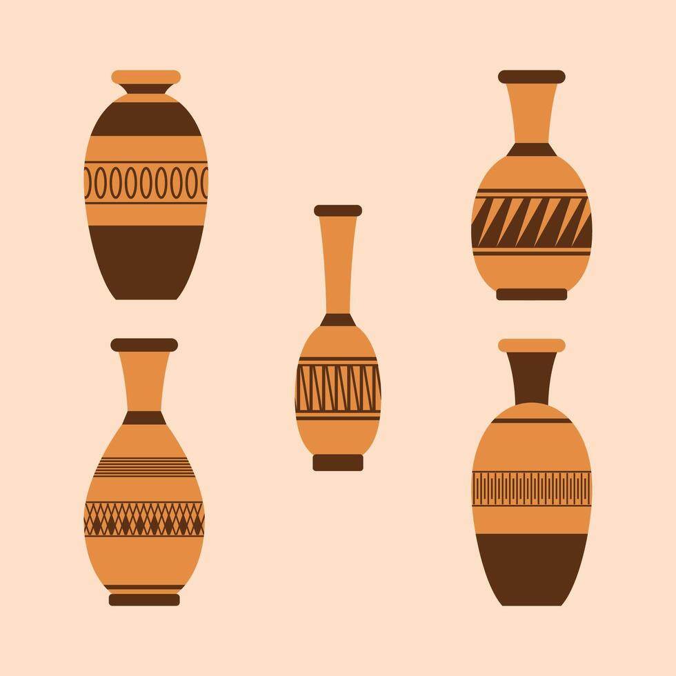 Pottery vases cartoon illustration vector