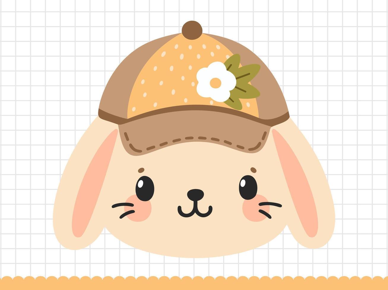 Conejo cara con un gorra. pequeño conejito en dibujos animados estilo. ilustración. vector