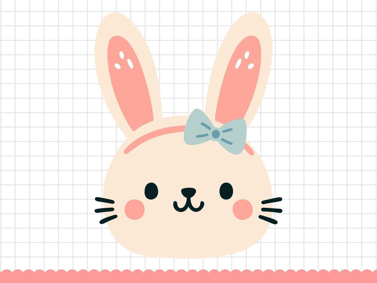 Doodle rabbit with a bow. Little bunny in cartoon style. illustration. vector