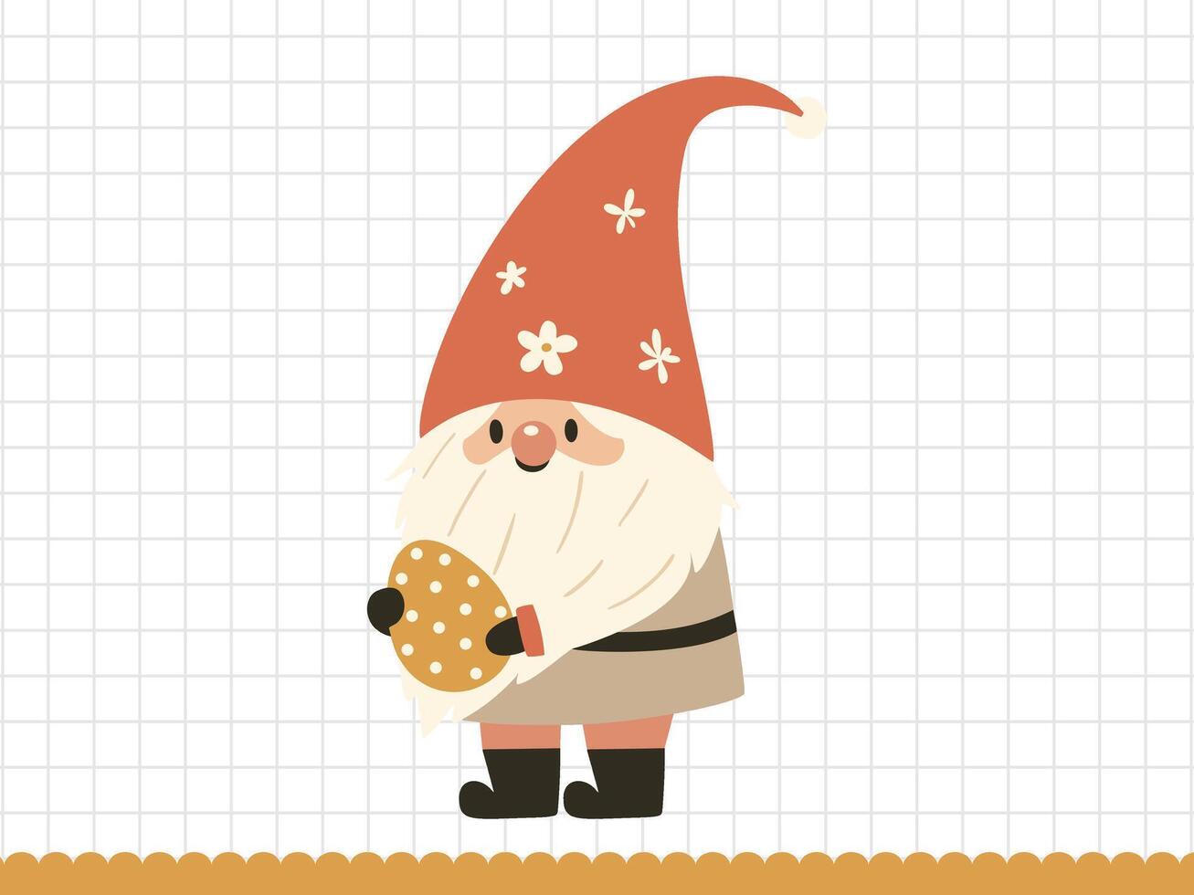Cute gnome with egg for Easter and spring holidays. illustration. vector