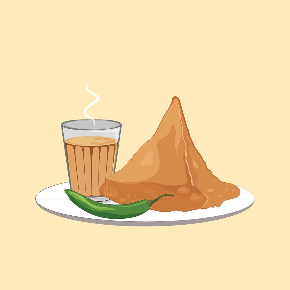 chai samosa ilustración vector