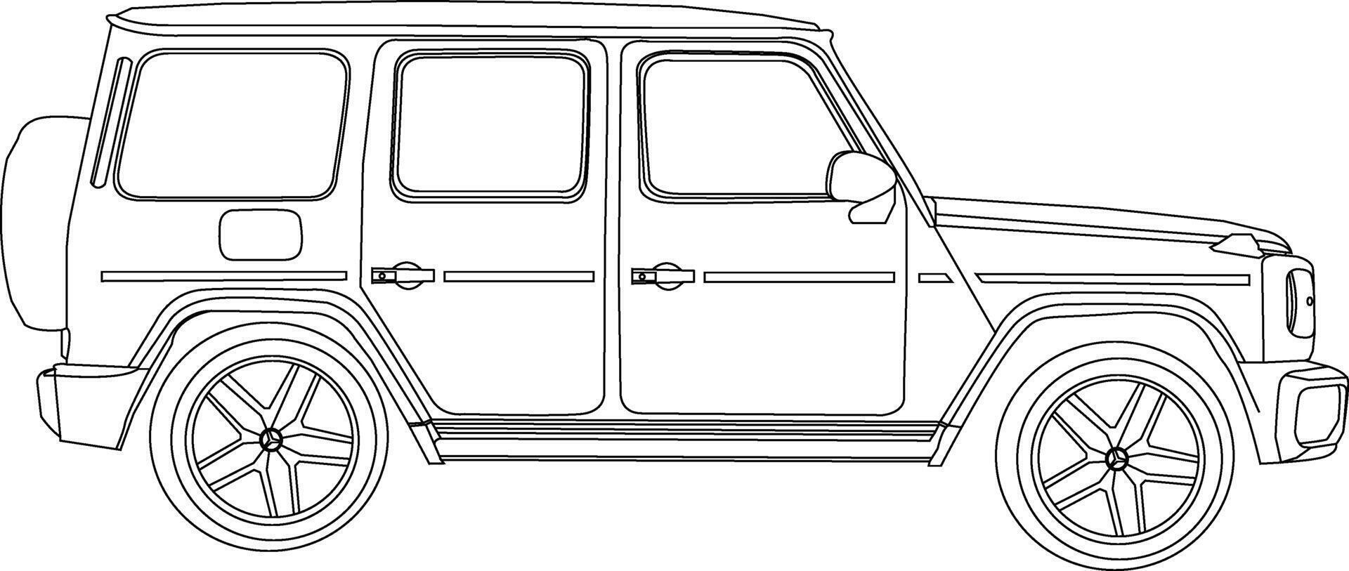 One line drawing car and outline on the white background vector