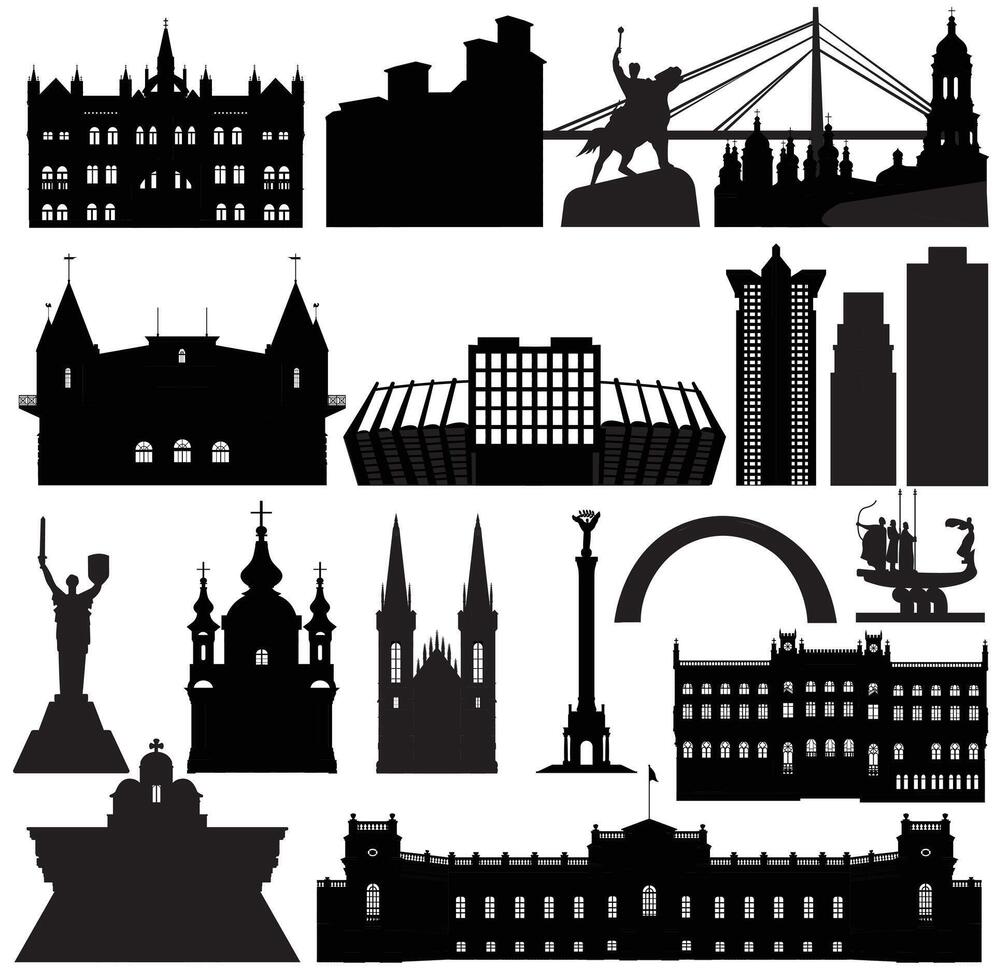 colección de histórico y moderno arquitectura de kiev ilustración vector