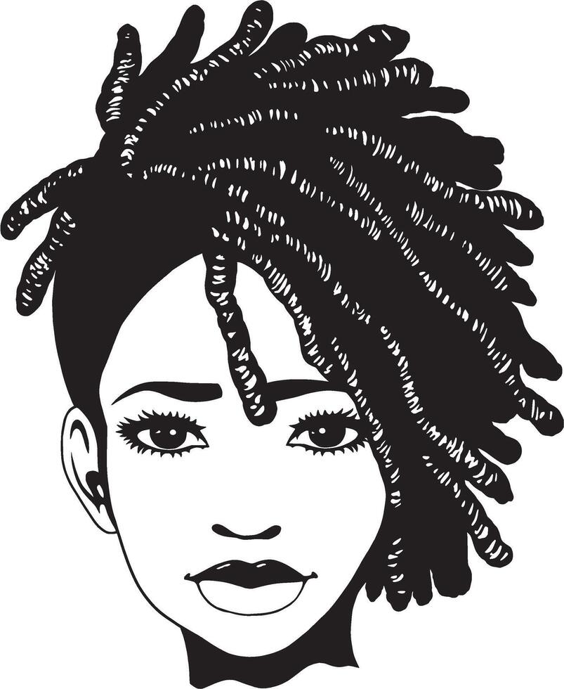 drawing of a woman with dreadlocks vector