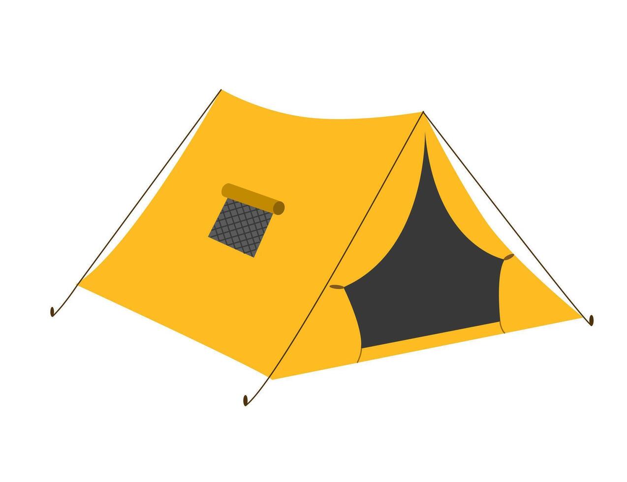 Camping tent yellow cartoon illustration isolated on white vector