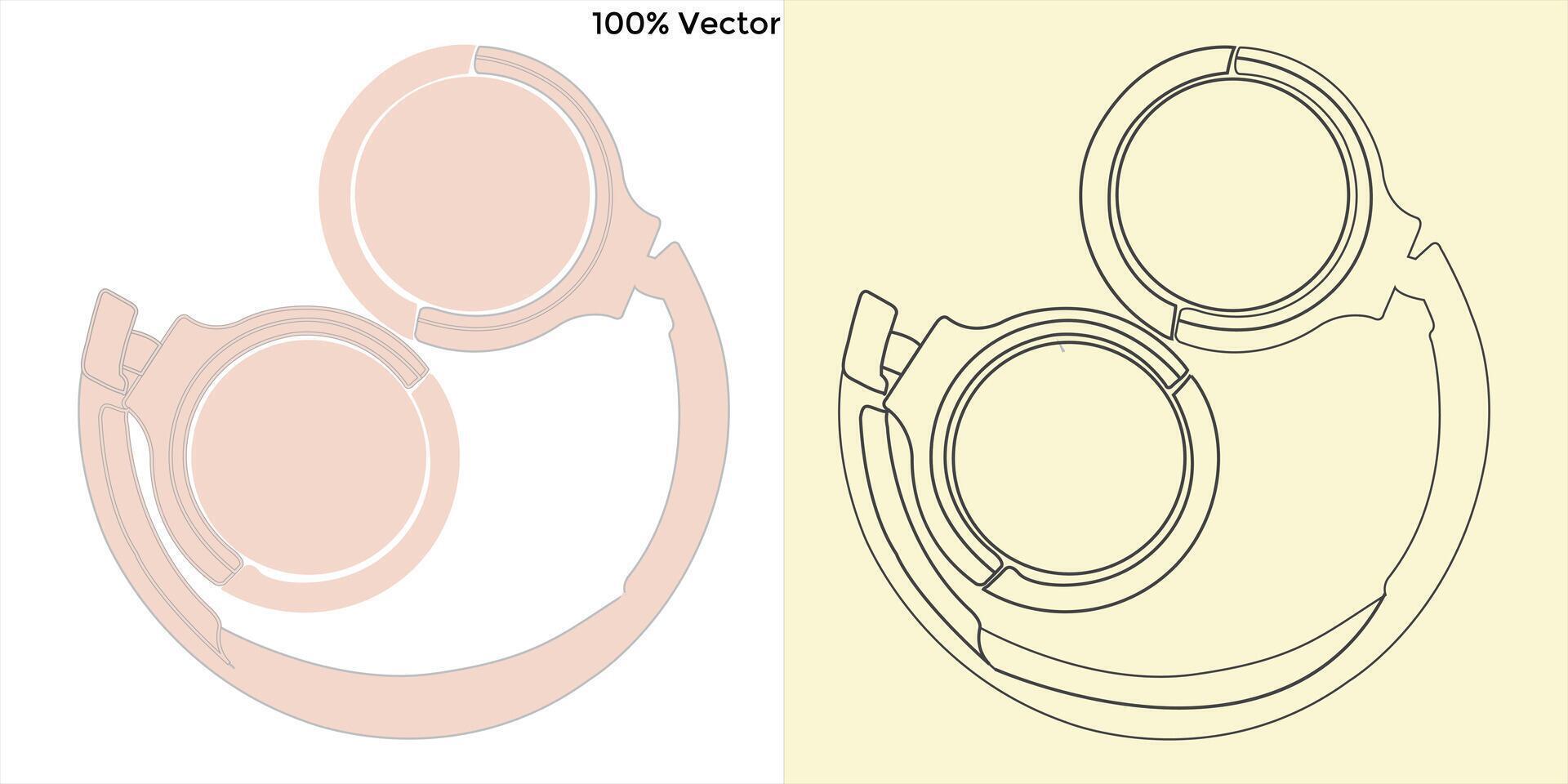 Head Phone and line art eps vector