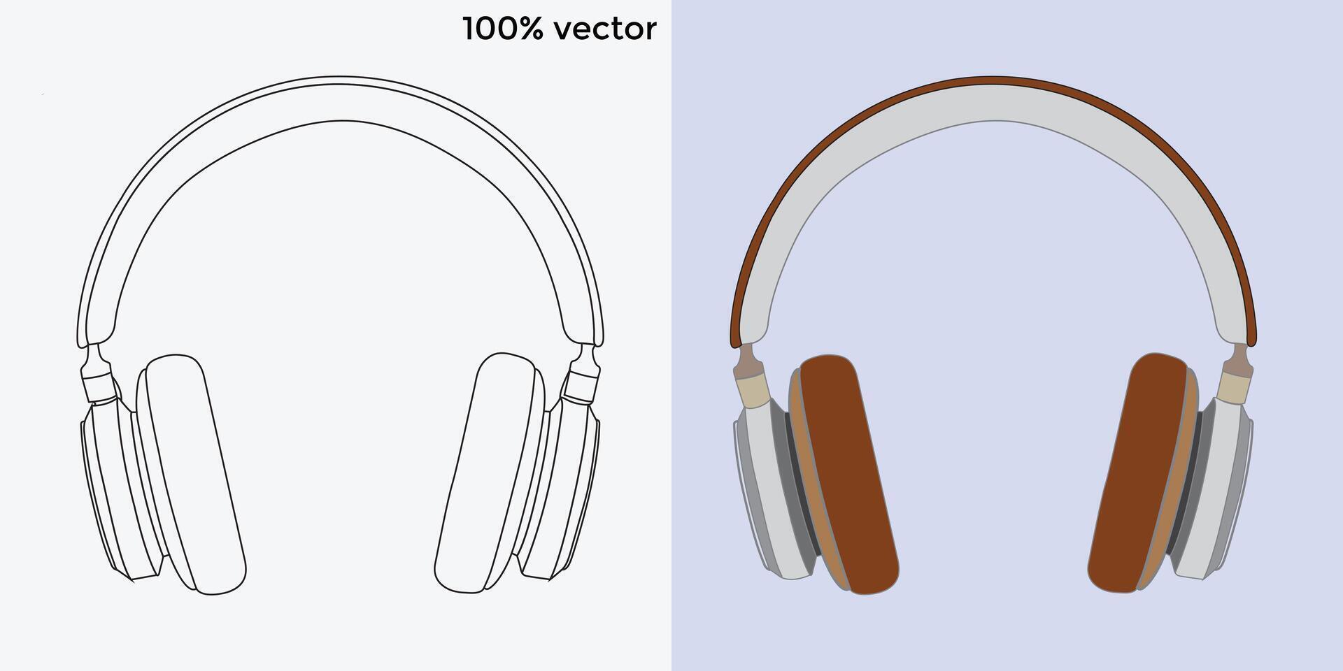 Head Phone and line art eps vector