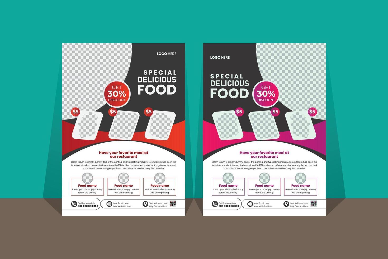 Professional restaurant and food flyer design template vector