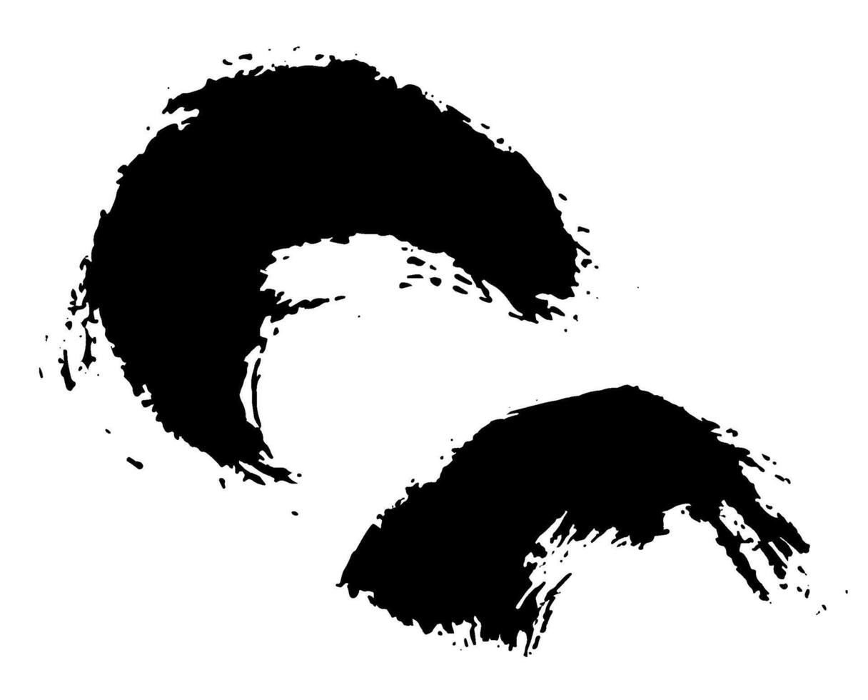 Set of black grunge dirty wavy brush strokes. Distress ripped shape silhouettes isolated on white background set. vector