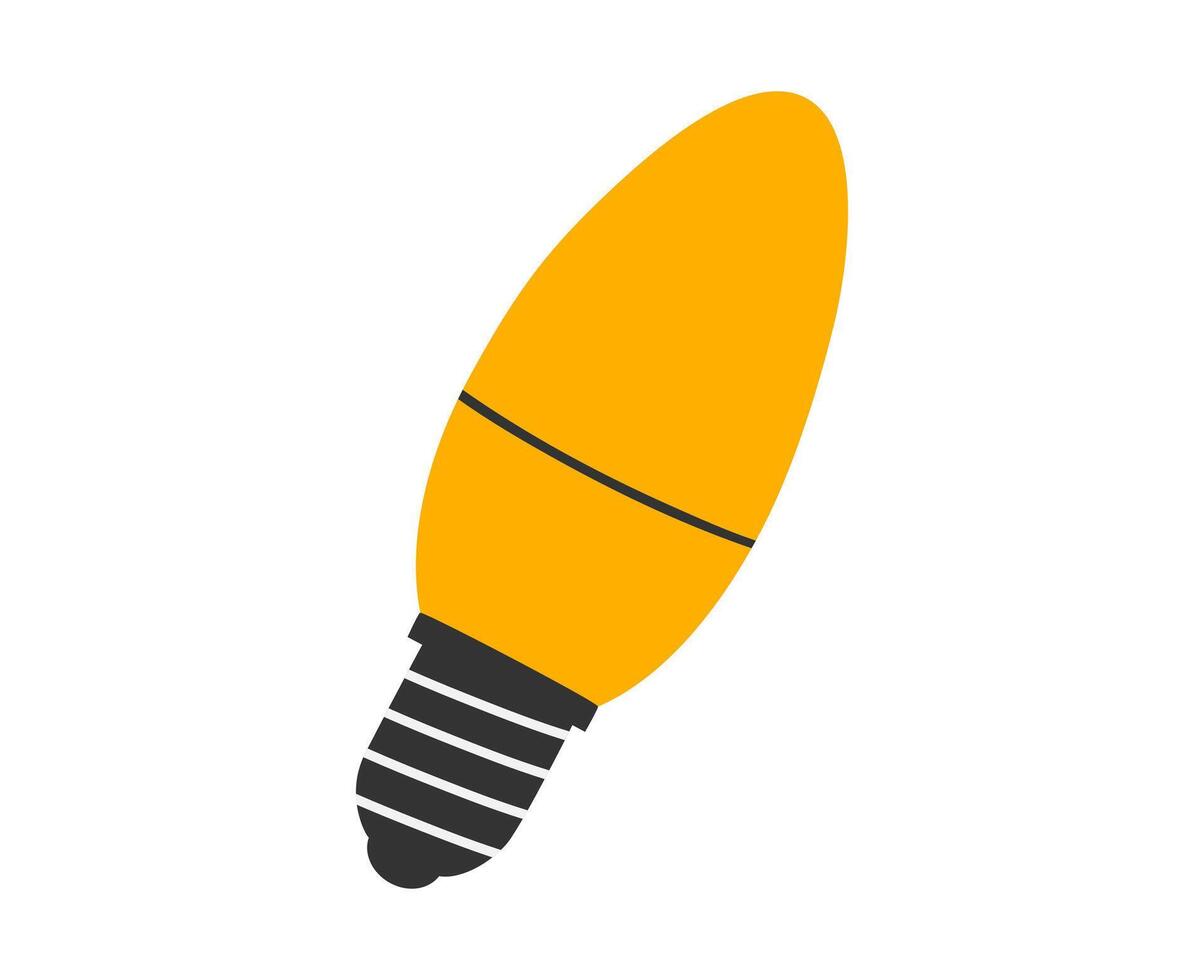 Hand drawn cute cartoon illustration of LED lamp in candle shape, glowing light bulb. Light-emitting diode. Flat good idea concept in doodle style. Energy saving device sticker, icon. Isolated. vector