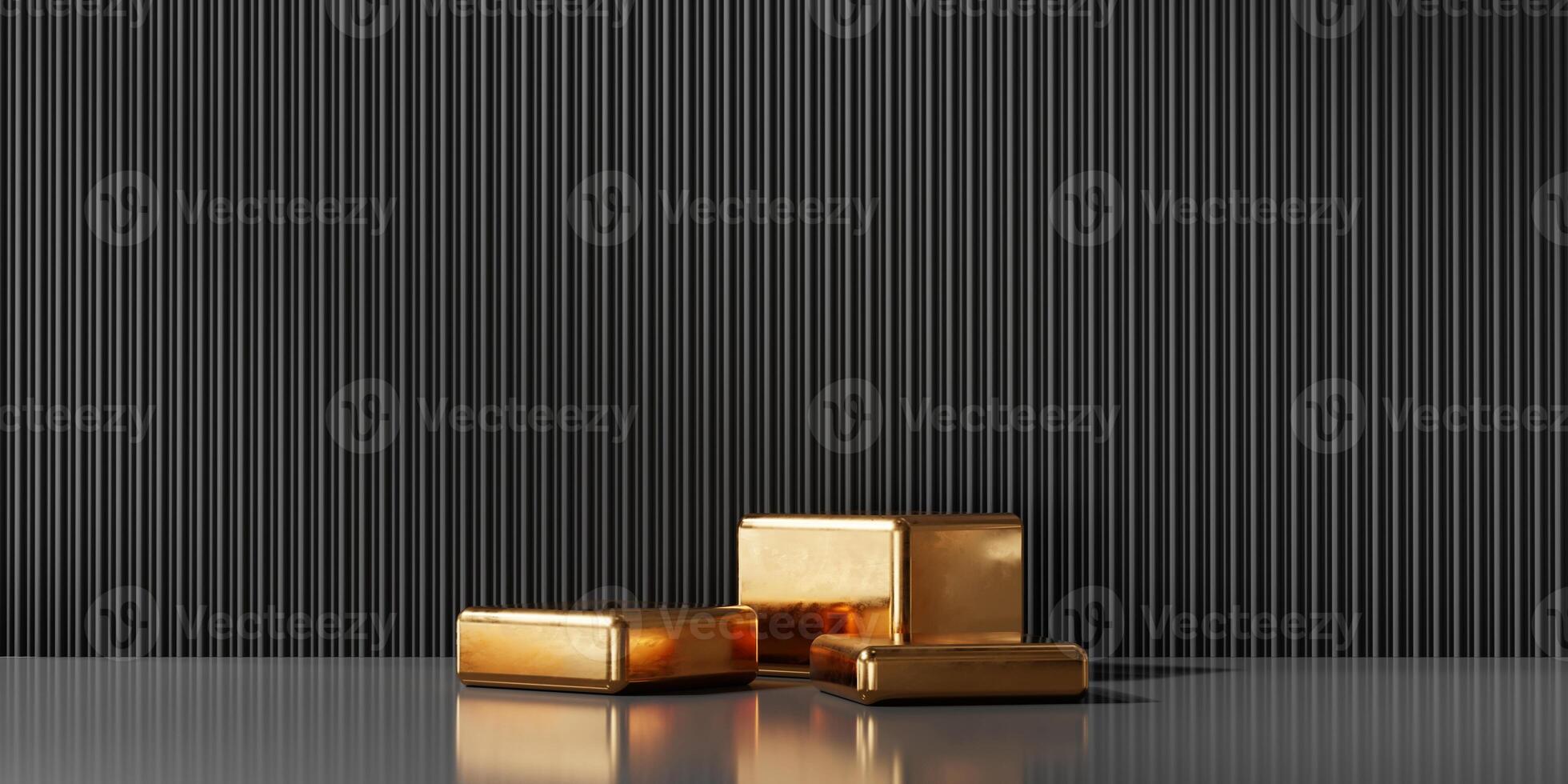 3D rendering abstract gold platform podium product presentation background photo
